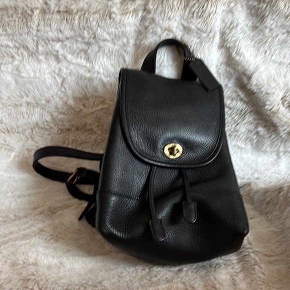 Coach Black Leather Minimalist Backpack - Picture 1 of 6